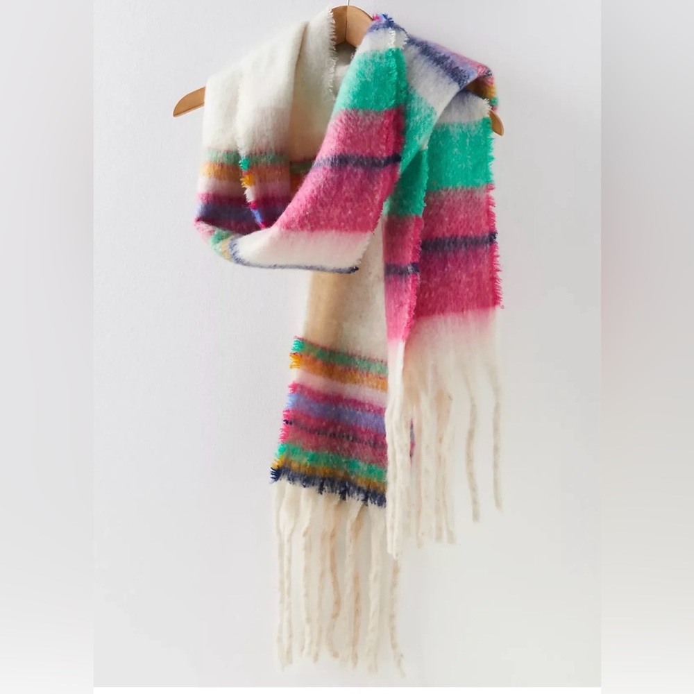 Free People Skye Stripe Fringe Scarf nwot